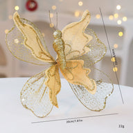 Set of 3 Life-Sized Velvet Christmas Butterflies on 9.9" Picks – Ornaments for Tree, Wreath, Gift Wrap