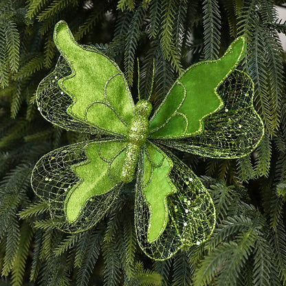 Set of 3 Life-Sized Velvet Christmas Butterflies on 9.9" Picks – Ornaments for Tree, Wreath, Gift Wrap