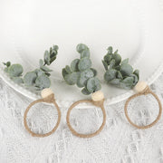 6 Pcs Rustic Eucalyptus Wooden Napkin Rings Boho Wedding Holiday Decor Bulk Set
