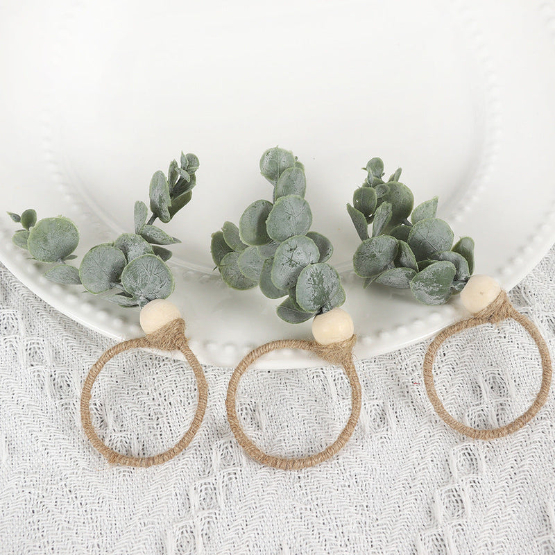 6 Pcs Rustic Eucalyptus Wooden Napkin Rings Boho Wedding Holiday Decor Bulk Set