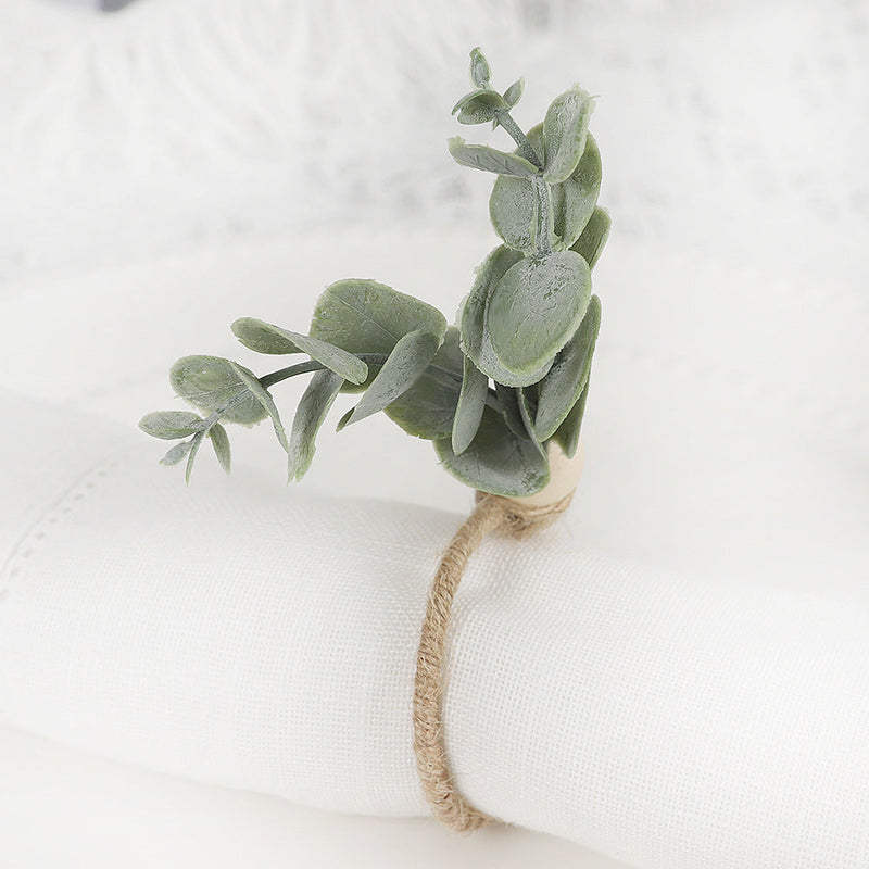 6 Pcs Rustic Eucalyptus Wooden Napkin Rings Boho Wedding Holiday Decor Bulk Set
