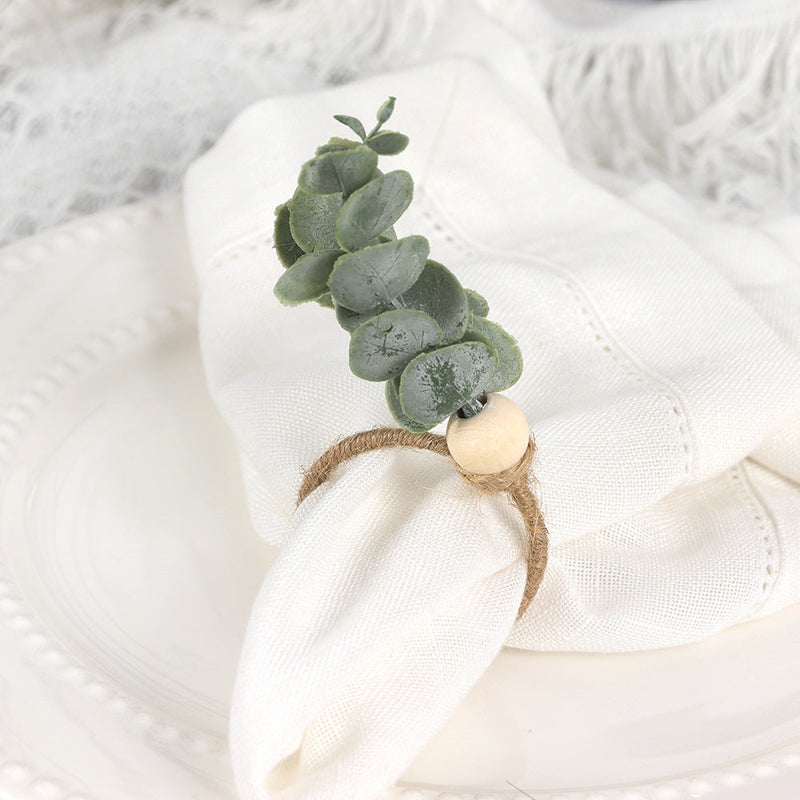 6 Pcs Rustic Eucalyptus Wooden Napkin Rings Boho Wedding Holiday Decor Bulk Set