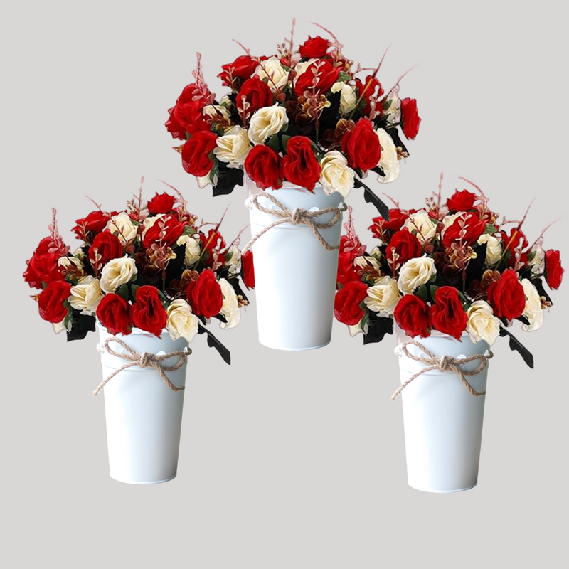 3 Pcs Artificial Flower Arrangements in Pots Bulk Set for Wedding Party Decor
