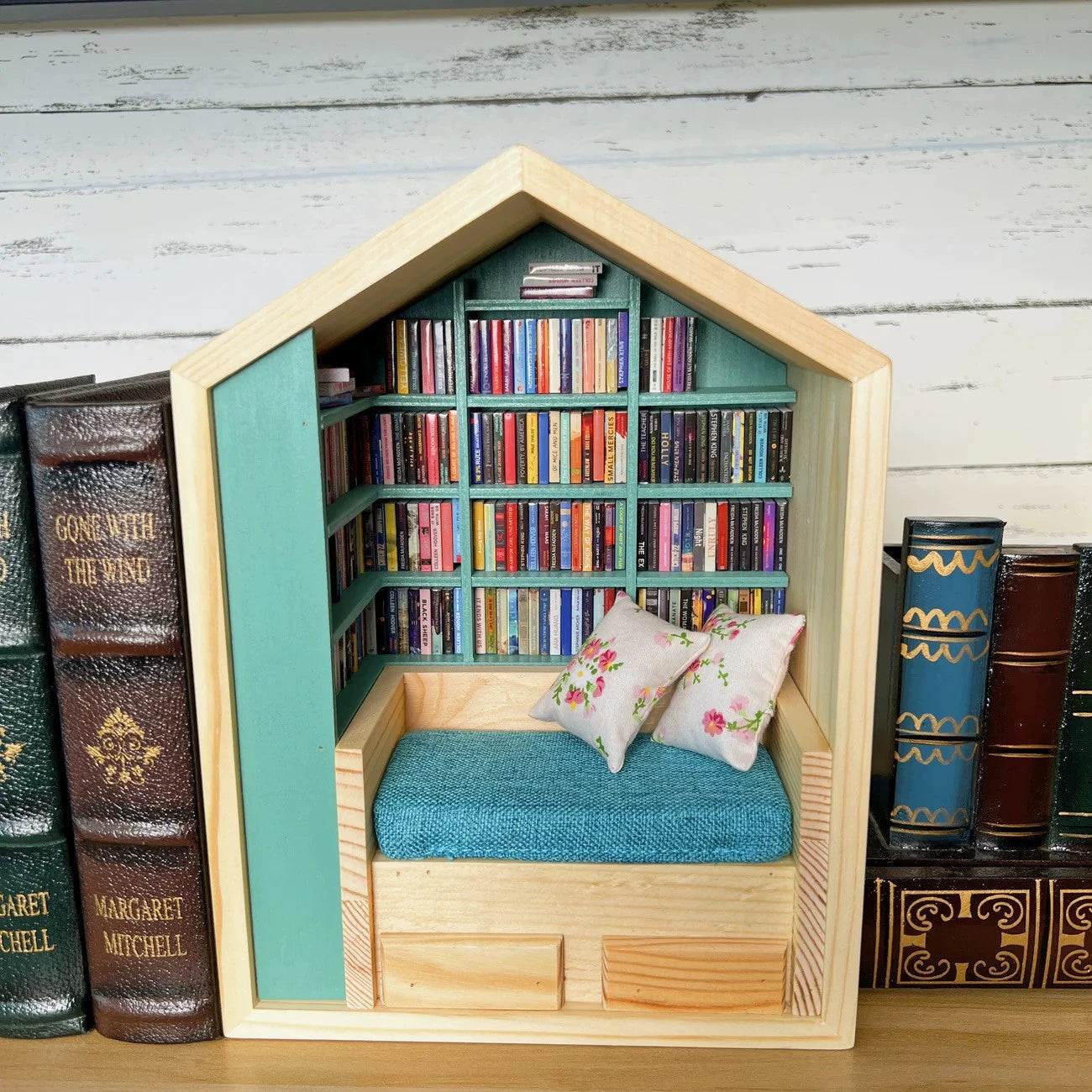 Shake Away Anxiety Wooden Bookcase Figurine - Creative Stress Relief Desk Decor & Gift