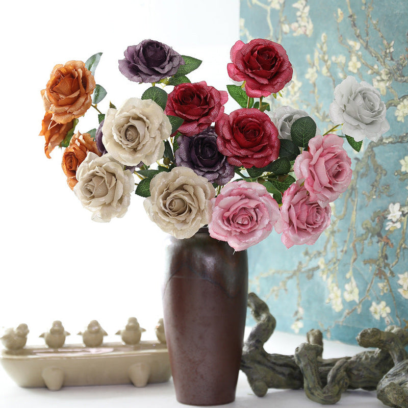 2025 Modern Romance Artificial Shiny Rose Stems Bulk for Wedding and Home Decorations