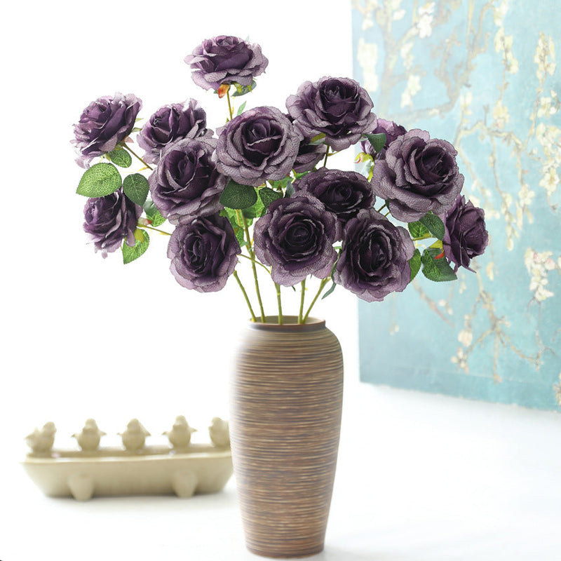 2025 Modern Romance Artificial Shiny Rose Stems Bulk for Wedding and Home Decorations