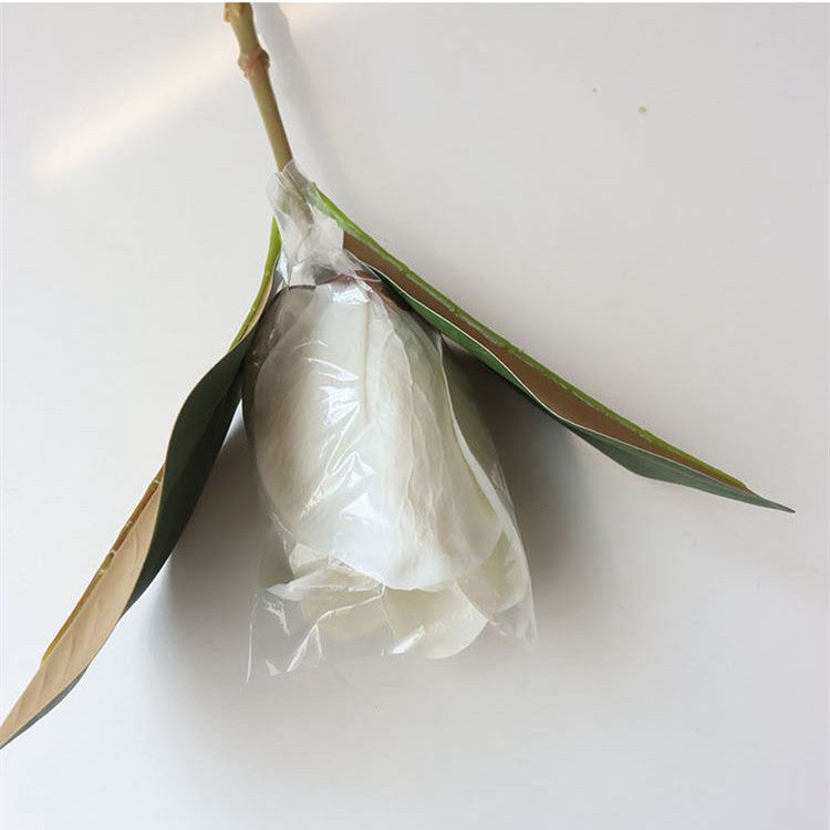 15 Inch White Magnolia Stem 10 Pcs Real Touch Artificial Silk Flowers