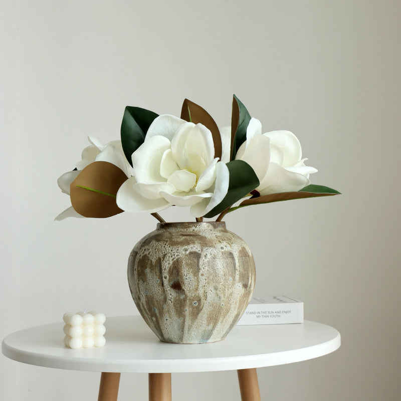 15 Inch White Magnolia Stem 10 Pcs Real Touch Artificial Silk Flowers