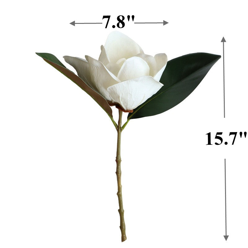 15 Inch White Magnolia Stem 10 Pcs Real Touch Artificial Silk Flowers