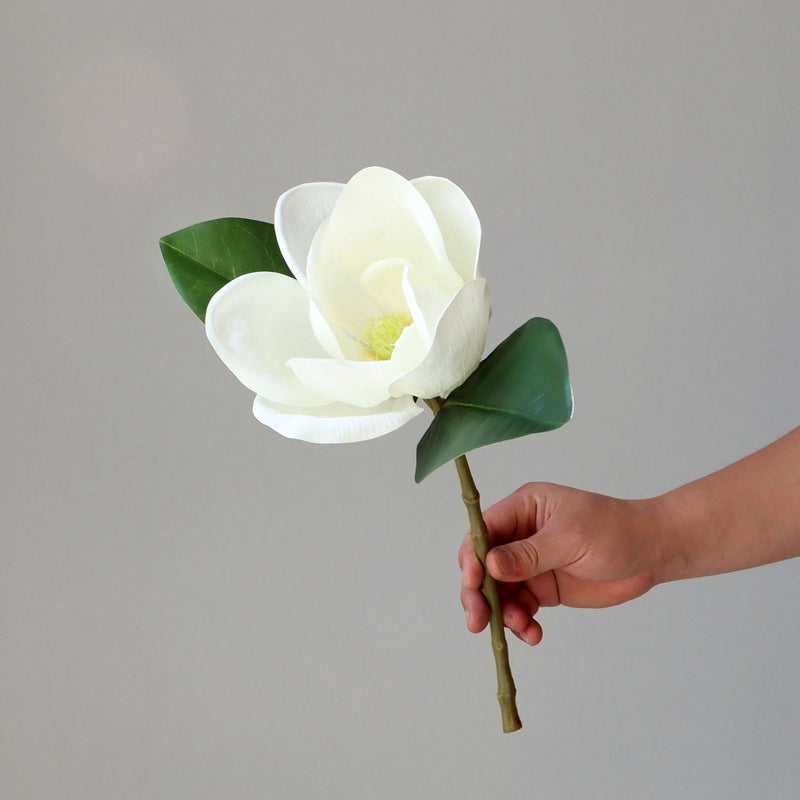 15 Inch White Magnolia Stem 10 Pcs Real Touch Artificial Silk Flowers
