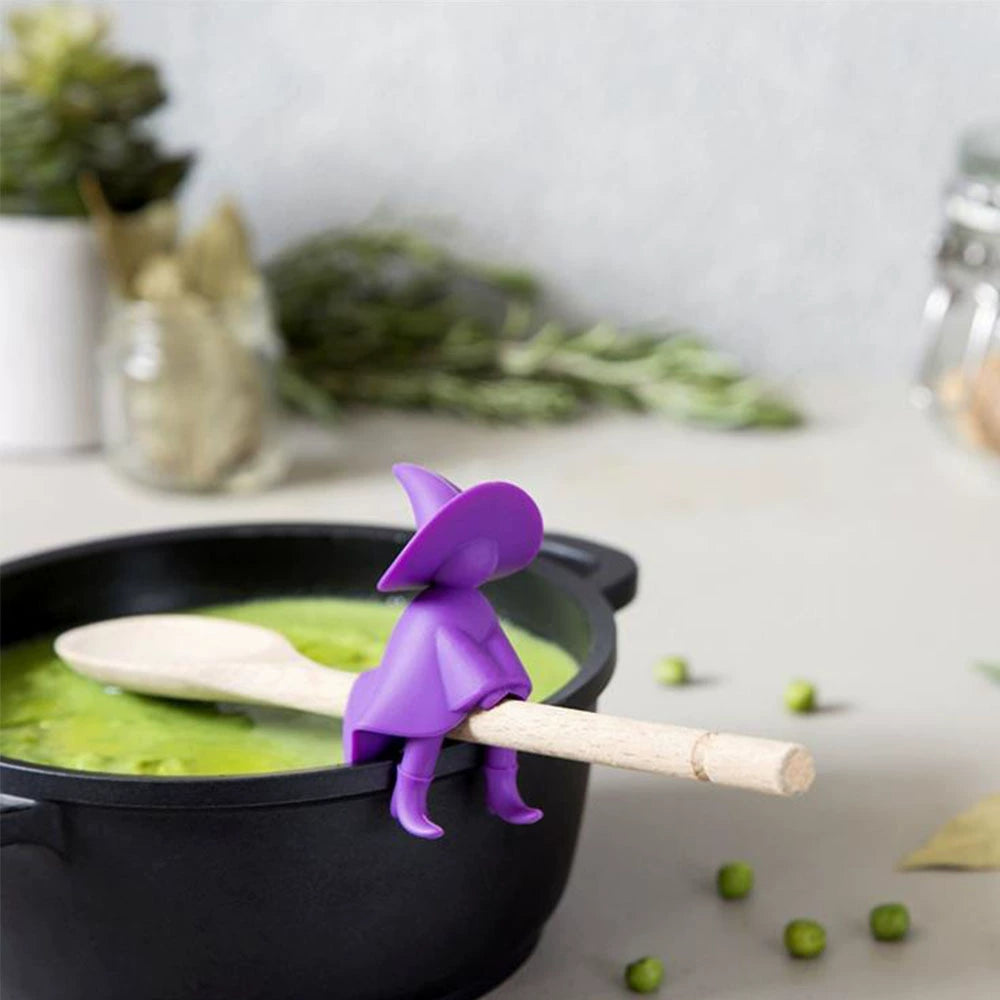 Silicone Witch Spoon Rest - 3.35"×1.77"×1.89" Fun Kitchen Accessory for Utensil & Lid Storage (Spoon Not Included)