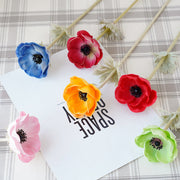 9 Pcs 17 Inch Artificial Anemone Bouquet Spray Stems Real Touch Flowers Bulk