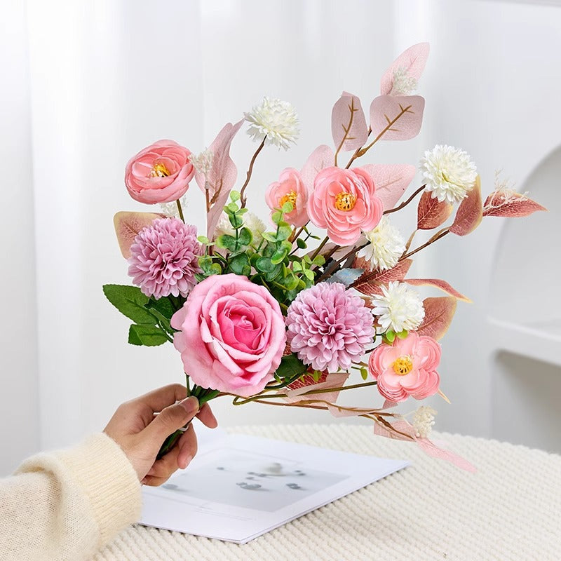 17 Inch Silk Flowers Arrangement in Vase, Fall Centerpiece for Tables, Bulk Wholesale