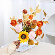 17 Inch Silk Flowers Arrangement in Vase, Fall Centerpiece for Tables, Bulk Wholesale