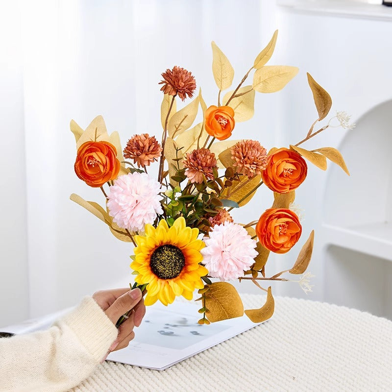 17 Inch Silk Flowers Arrangement in Vase, Fall Centerpiece for Tables, Bulk Wholesale