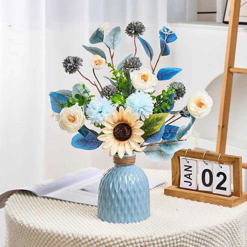 17 Inch Silk Flowers Arrangement in Vase, Fall Centerpiece for Tables, Bulk Wholesale