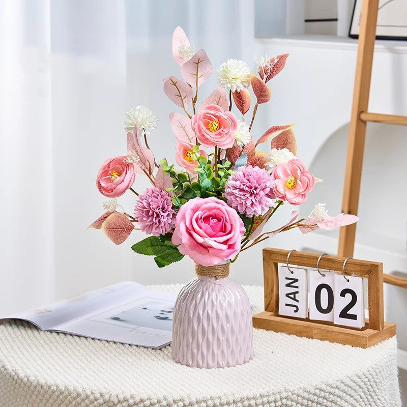 17 Inch Silk Flowers Arrangement in Vase, Fall Centerpiece for Tables, Bulk Wholesale
