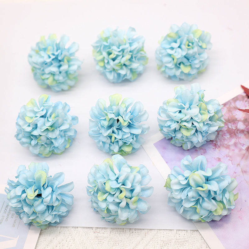 10 Pcs Mini Artificial Hydrangea Heads 1.7 Inch with Detachable Stems Bulk Pack
