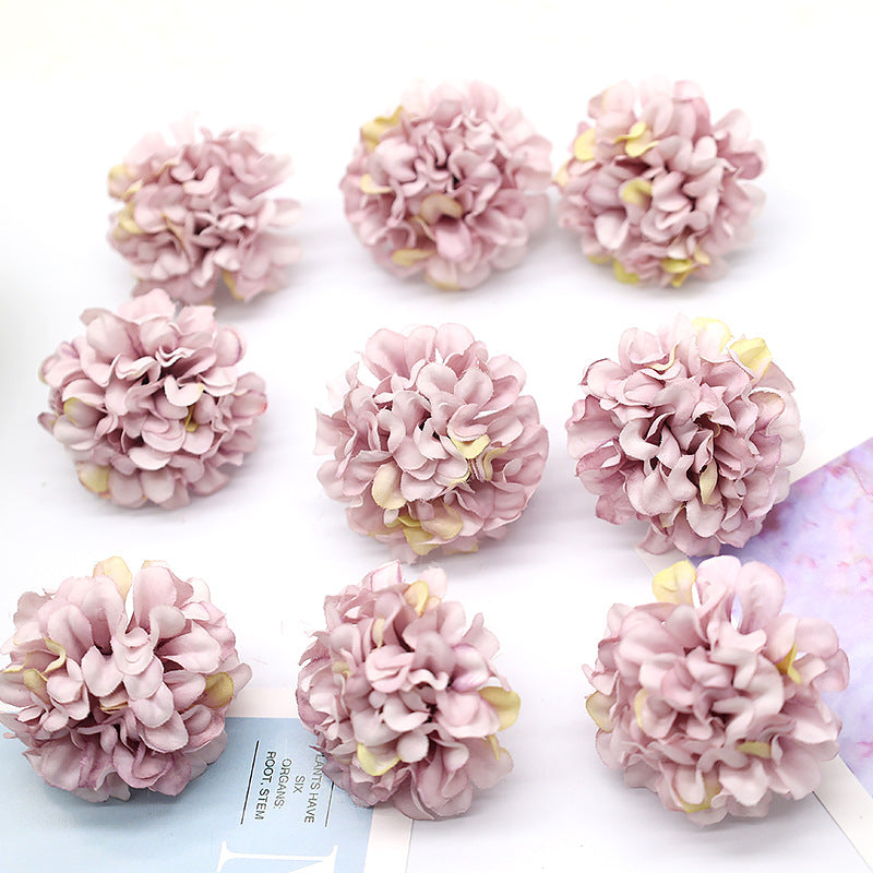 10 Pcs Mini Artificial Hydrangea Heads 1.7 Inch with Detachable Stems Bulk Pack