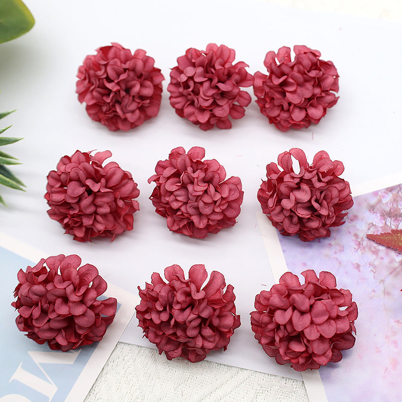 10 Pcs Mini Artificial Hydrangea Heads 1.7 Inch with Detachable Stems Bulk Pack