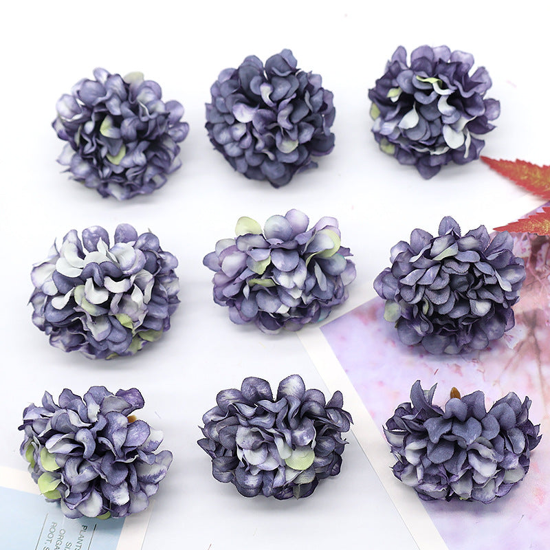 10 Pcs Mini Artificial Hydrangea Heads 1.7 Inch with Detachable Stems Bulk Pack