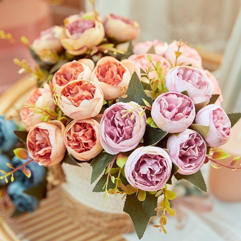 12 Inch Silk Peony Flower Bush, Vintage Artificial Peony Bouquet, Bulk Quantity