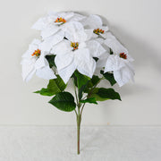Real Touch Velvet Poinsettia Bush Bouquet 20 Inch Artificial Christmas Flower