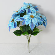 Real Touch Velvet Poinsettia Bush Bouquet 20 Inch Artificial Christmas Flower