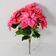 Real Touch Velvet Poinsettia Bush Bouquet 20 Inch Artificial Christmas Flower