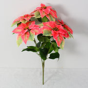 Real Touch Velvet Poinsettia Bush Bouquet 20 Inch Artificial Christmas Flower