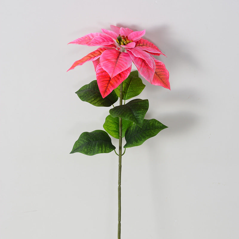 26 Inch Artificial Silk Poinsettia Stems, Bulk Holiday Christmas Flowers for Decor