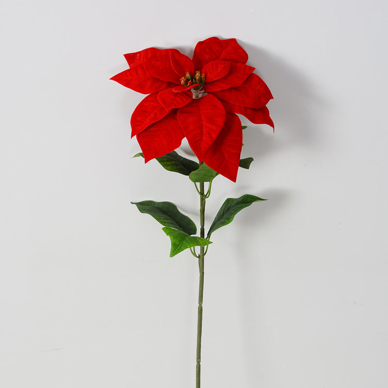 26 Inch Artificial Silk Poinsettia Stems, Bulk Holiday Christmas Flowers for Decor