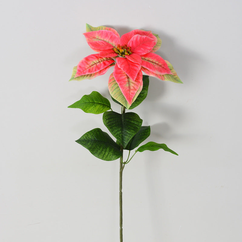 26 Inch Artificial Silk Poinsettia Stems, Bulk Holiday Christmas Flowers for Decor