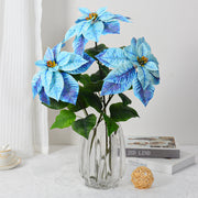 26 Inch Artificial Silk Poinsettia Stems, Bulk Holiday Christmas Flowers for Decor