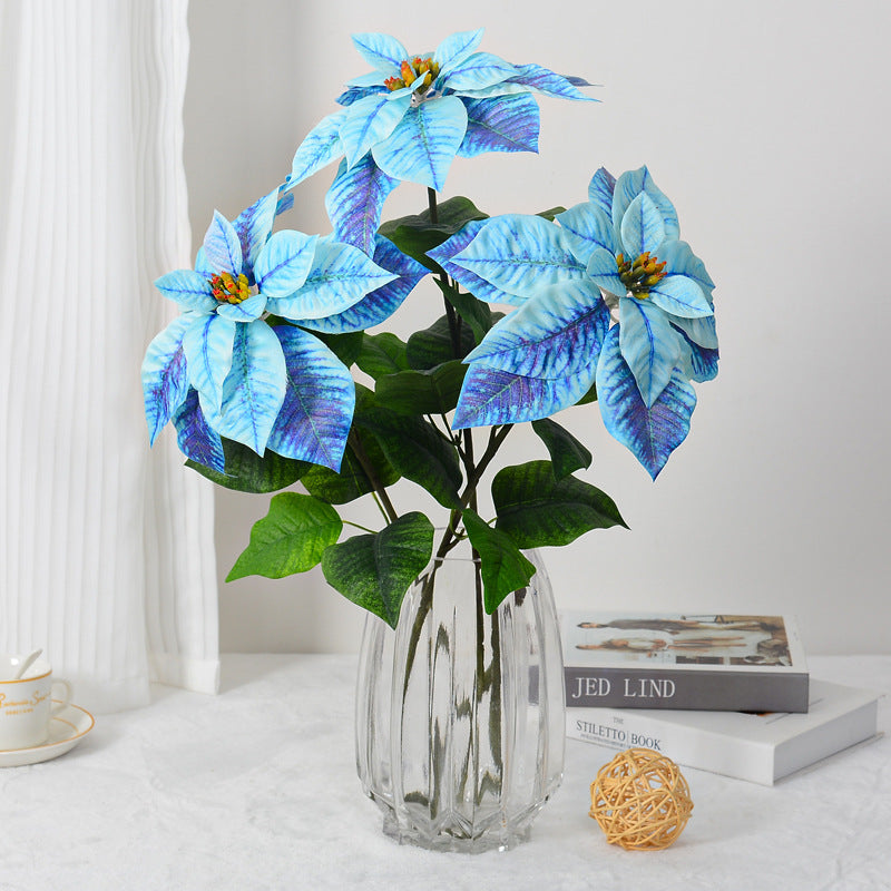 26 Inch Artificial Silk Poinsettia Stems, Bulk Holiday Christmas Flowers for Decor