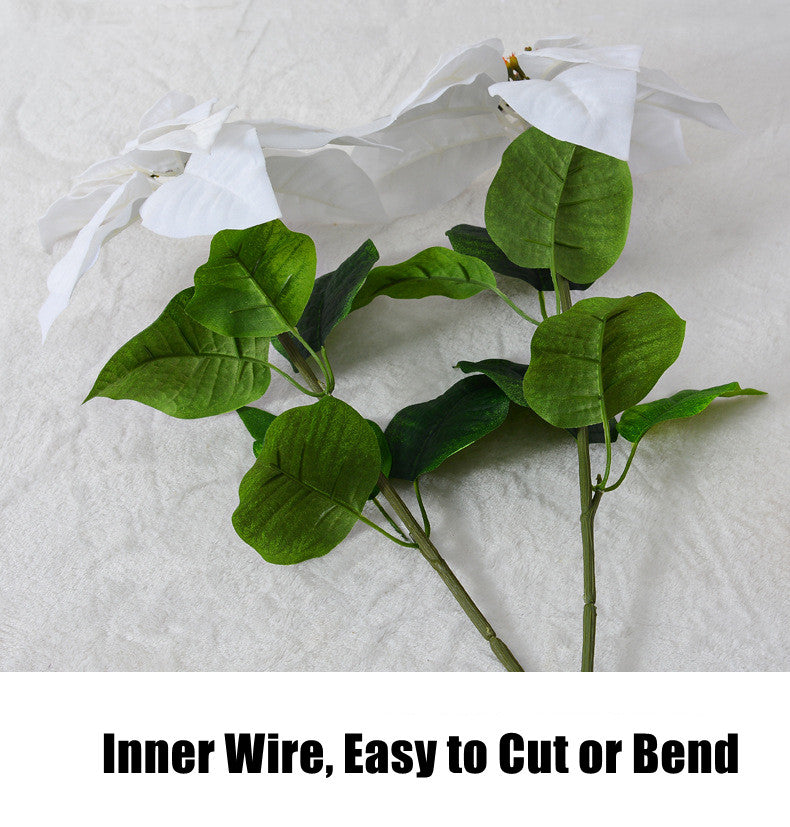 26 Inch Artificial Silk Poinsettia Stems, Bulk Holiday Christmas Flowers for Decor
