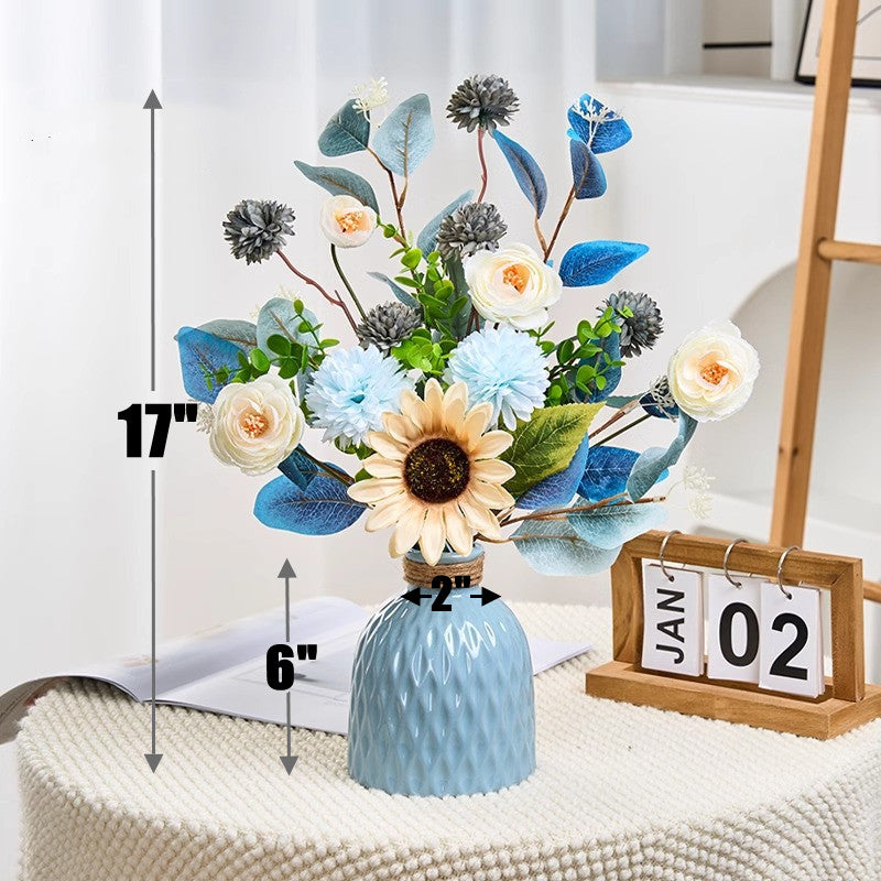 17 Inch Silk Flowers Arrangement in Vase, Fall Centerpiece for Tables, Bulk Wholesale