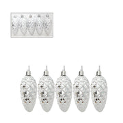 5 Pcs Artificial Snow Spruce Pinecones, 3-4 Inch, White Frosted Crafting and Holiday Decorations