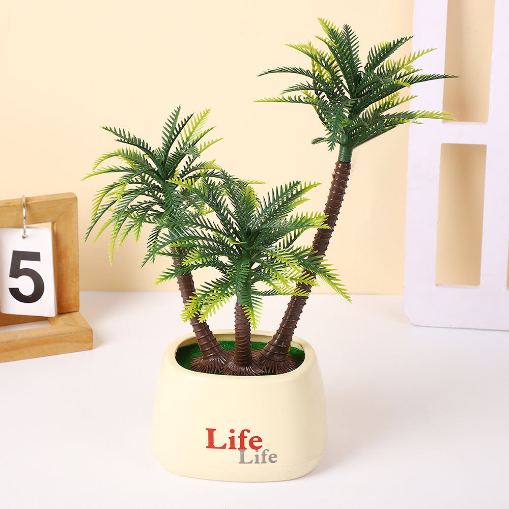 11.82 Inches Simulated Coconut Tree Potted Micro-landscape Decoration - Realistic Tropical Miniature Ornament for Home, Office, Desk & Shelf Display