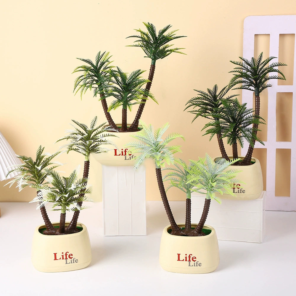 11.82 Inches Simulated Coconut Tree Potted Micro-landscape Decoration - Realistic Tropical Miniature Ornament for Home, Office, Desk & Shelf Display