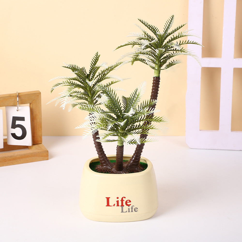 11.82 Inches Simulated Coconut Tree Potted Micro-landscape Decoration - Realistic Tropical Miniature Ornament for Home, Office, Desk & Shelf Display