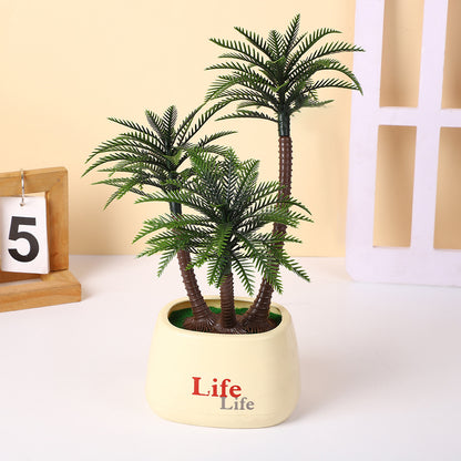 11.82 Inches Simulated Coconut Tree Potted Micro-landscape Decoration - Realistic Tropical Miniature Ornament for Home, Office, Desk & Shelf Display