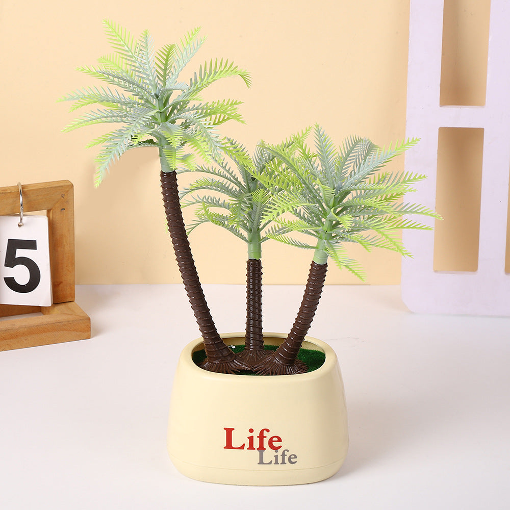 11.82 Inches Simulated Coconut Tree Potted Micro-landscape Decoration - Realistic Tropical Miniature Ornament for Home, Office, Desk & Shelf Display