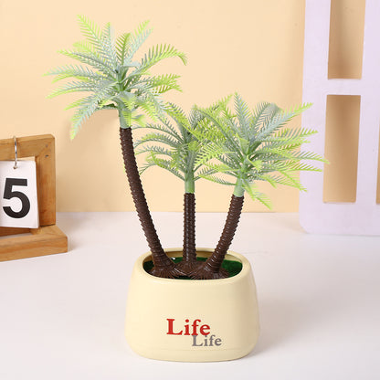 11.82 Inches Simulated Coconut Tree Potted Micro-landscape Decoration - Realistic Tropical Miniature Ornament for Home, Office, Desk & Shelf Display