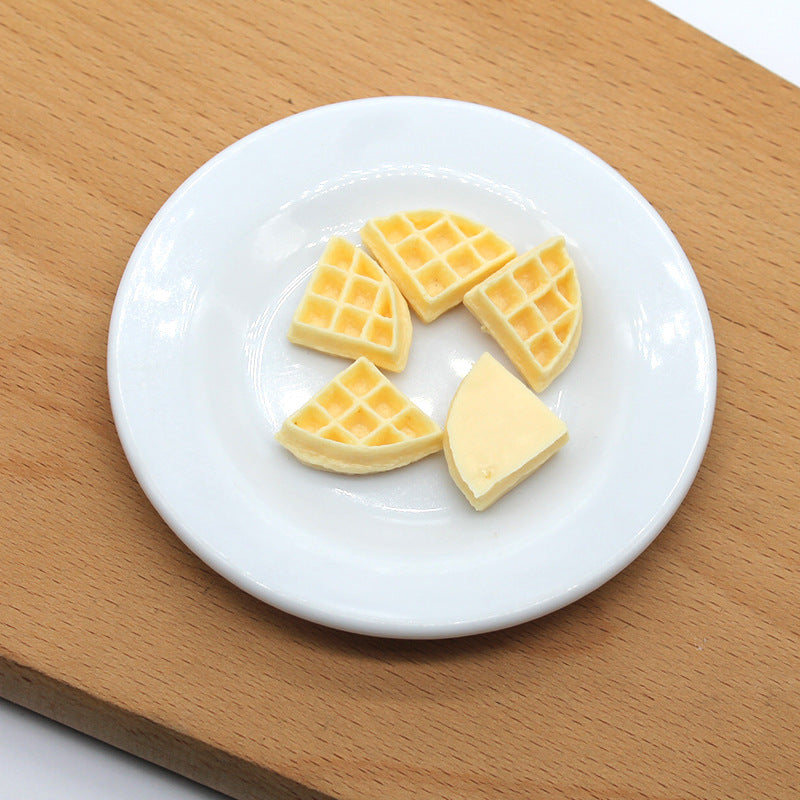 50 Pcs 1/4 Size Fake Waffle Cake Models - PVC Grid Cookie Food Decors for DIY Phone Case Beauty Crafts