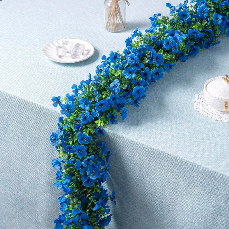 4PCS-68.9 Inch Artificial Eucalyptus & Violet Vine Garland - Faux Flower Wall Hanging for Home Decor, Wedding, Party Decoration