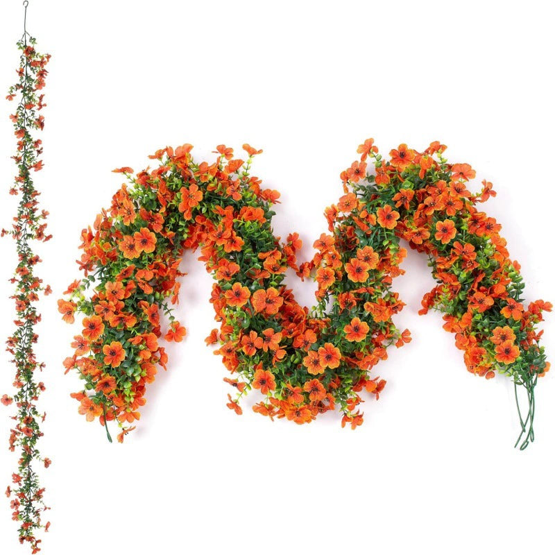 4PCS-68.9 Inch Artificial Eucalyptus & Violet Vine Garland - Faux Flower Wall Hanging for Home Decor, Wedding, Party Decoration