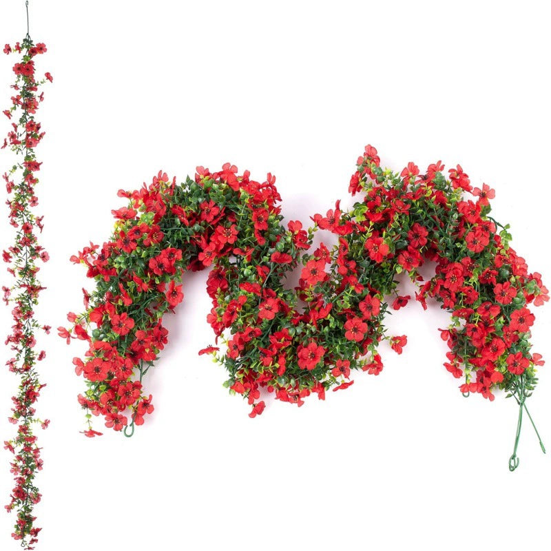 4PCS-68.9 Inch Artificial Eucalyptus & Violet Vine Garland - Faux Flower Wall Hanging for Home Decor, Wedding, Party Decoration