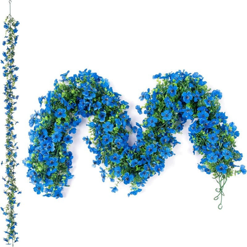 4PCS-68.9 Inch Artificial Eucalyptus & Violet Vine Garland - Faux Flower Wall Hanging for Home Decor, Wedding, Party Decoration