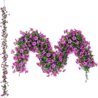 4PCS-68.9 Inch Artificial Eucalyptus & Violet Vine Garland - Faux Flower Wall Hanging for Home Decor, Wedding, Party Decoration